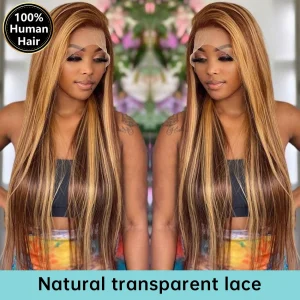Honey Blonde 4/27 Highlight Wig 13x6 HD Lace Frontal Natural Hairline Pre-Plucked 13x4 Bone Straight